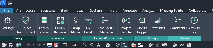 Der ElecTriX-Tab im Revit-Ribbon